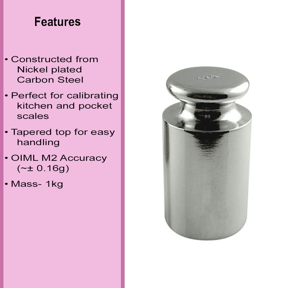 American Weigh Scales Calibration Weight for AWS Digital Scale, Chrome Plated, Carbon Steel, Chrome Finish, 1000G (1KGWGT)