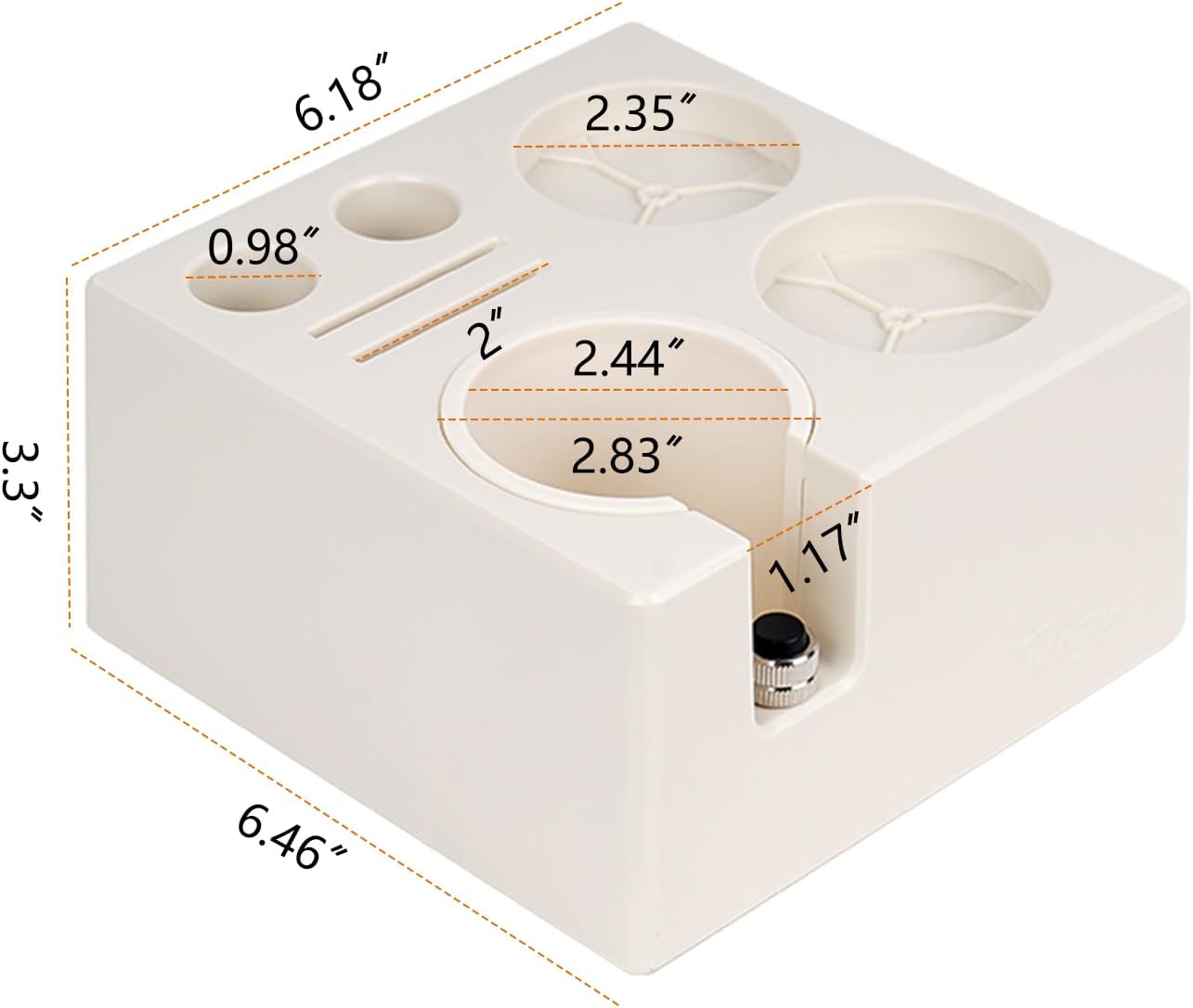 IKAPE ABS Espresso Knock Box, 7 in 1 Coffee Organizer Box Fit for Storage 51, 54, 58MM Espresso Tamper, Distributor, Portafilter & Puck Screen Accessories(White)