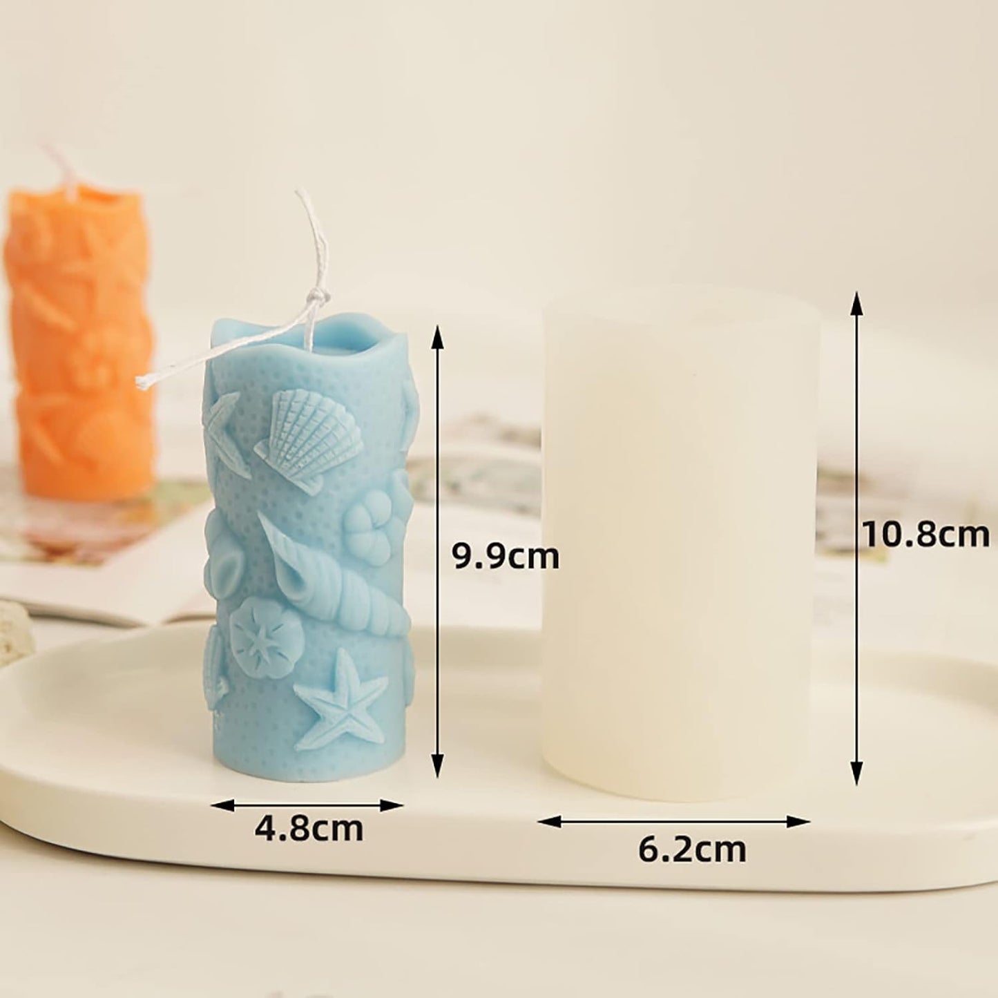 Shell Cylinder Silicone Molds for Resin, Soap & Candle Making - Starfish, Conch, Seafood & More