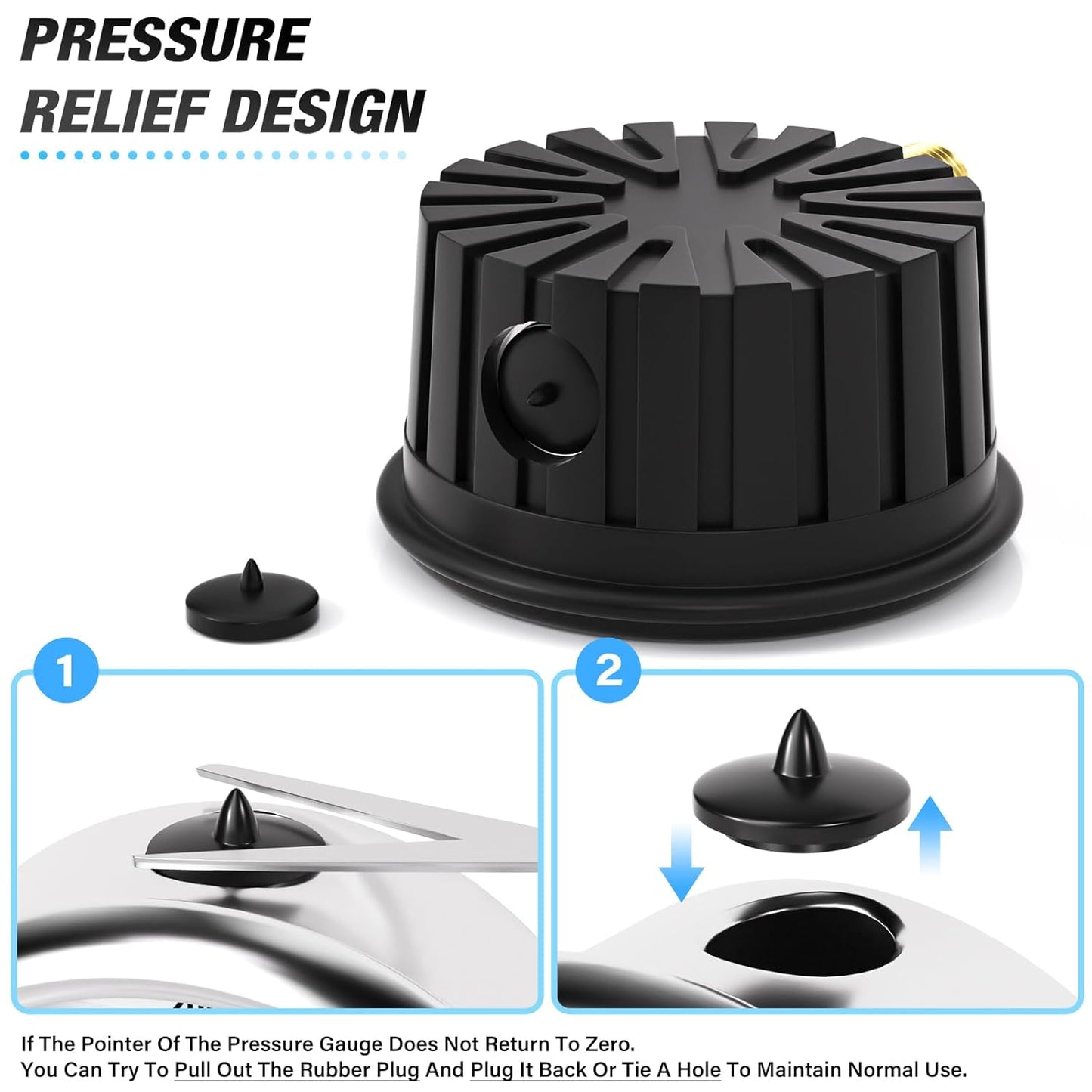 MEANLIN MEASURE -30inHG~30Psi Stainless Steel 1/4" NPT 2.5" FACE DIAL Vacuum Pressure Gauge, Lower Mount (with Rubber Protective Sleeve), with 1/2" NPT and 3/8" NPT Hex Bushing