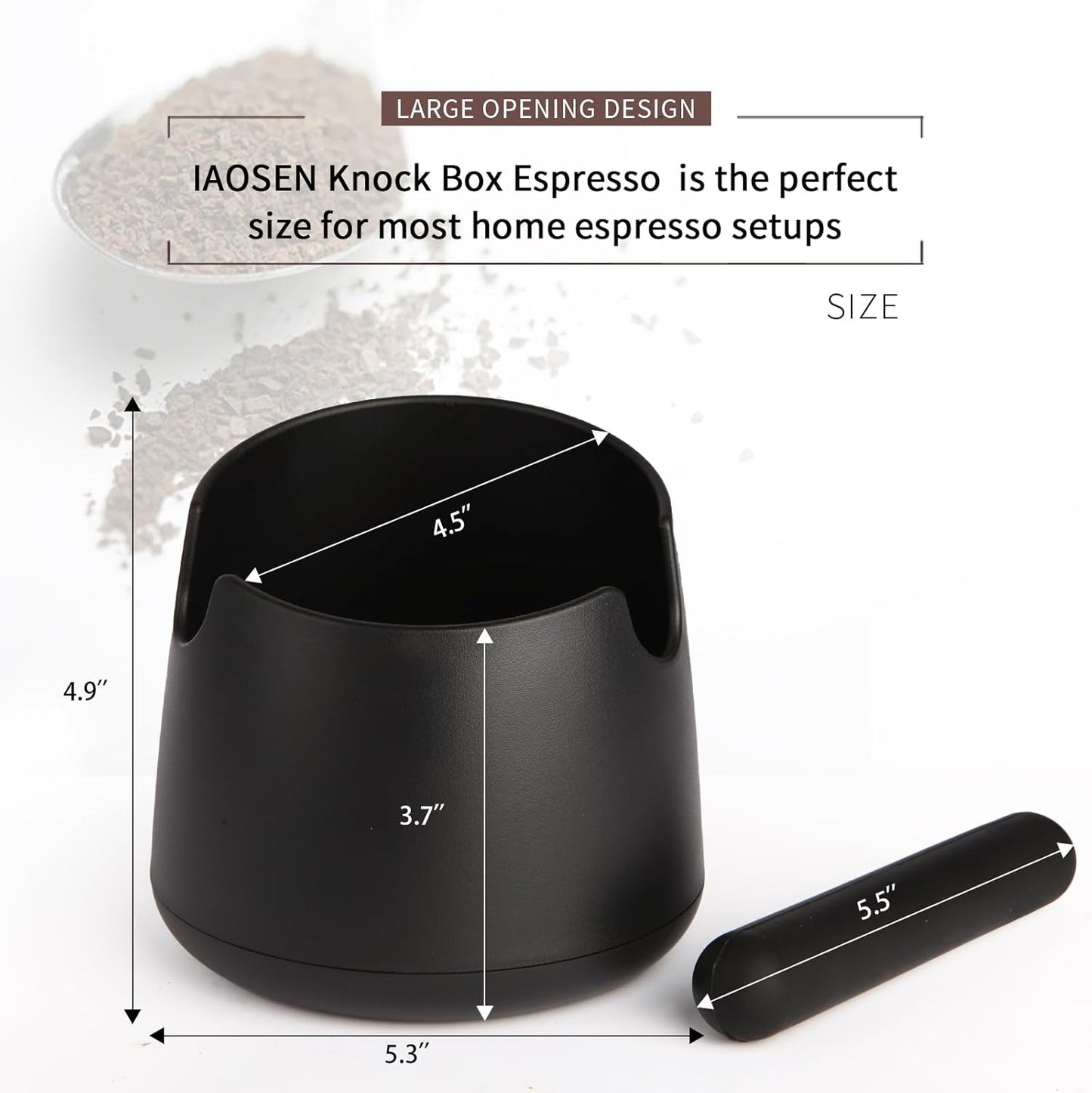 Knock Box Large Capacity Design Espresso Knock Box Shock-absorbent Knock Box Espresso with Removable Knock Bar and Non-Slip Base Espresso Accessories for Home/Office
