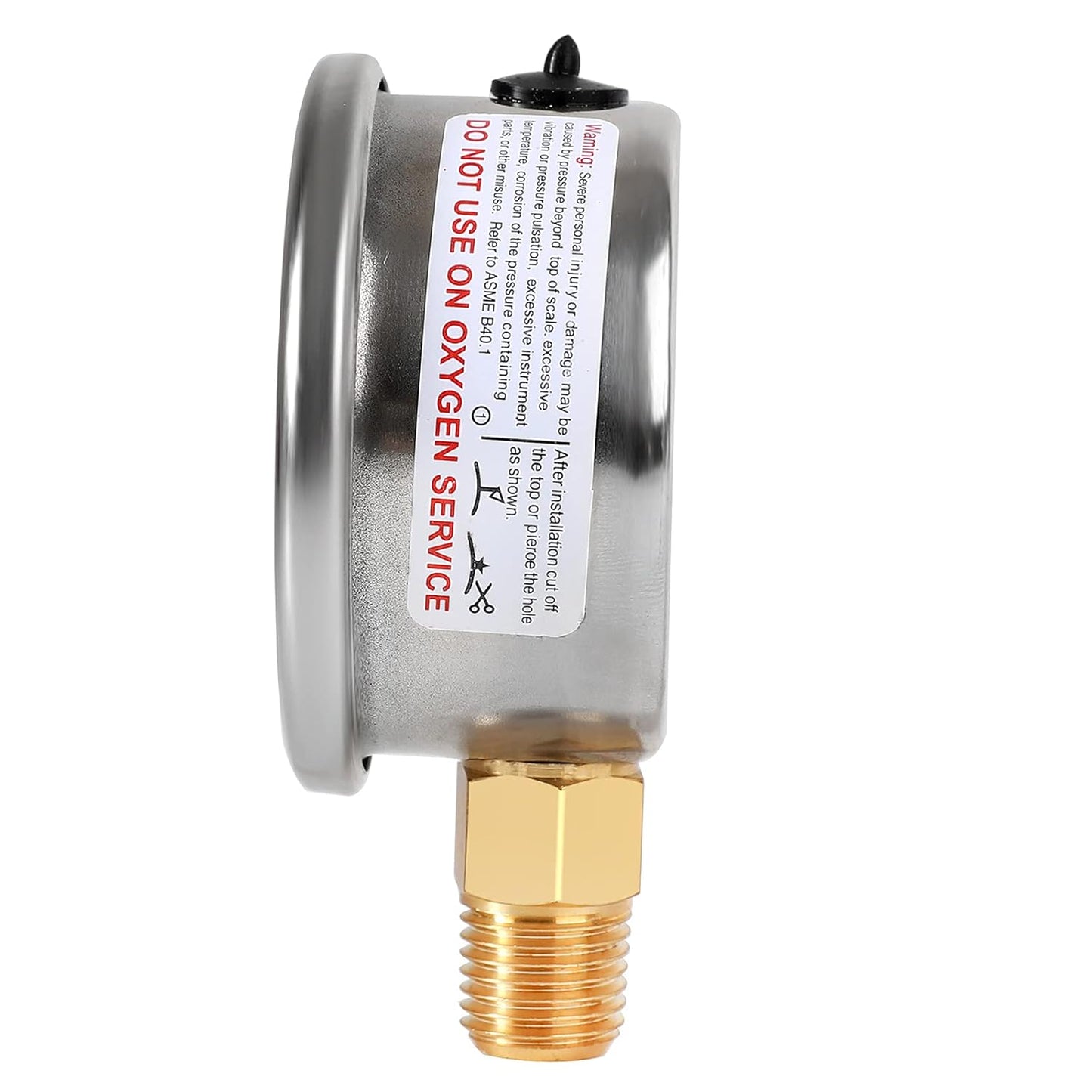 Liquid Filled Fuel Pressure Gauge with 2" Dial and 304 Stainless Steel case, 0-100Psi, 2% Accuracy, 1/4" NPT Center Lower Mount