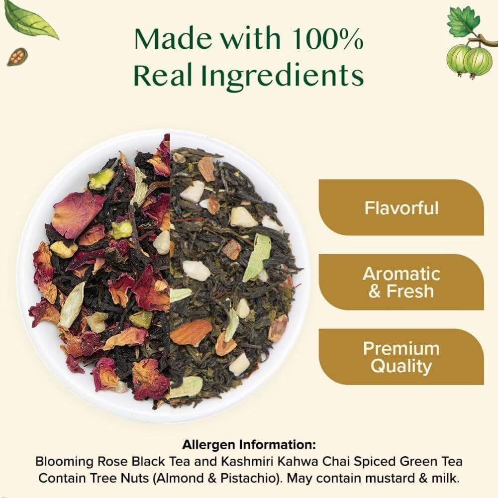 VAHDAM, World Top 20 Tea Sampler - Black, Green, Chai, Herbal & More | Assorted Loose Leaf Gift Set Variety Pack | Tea Gift Ideas for Women & Men