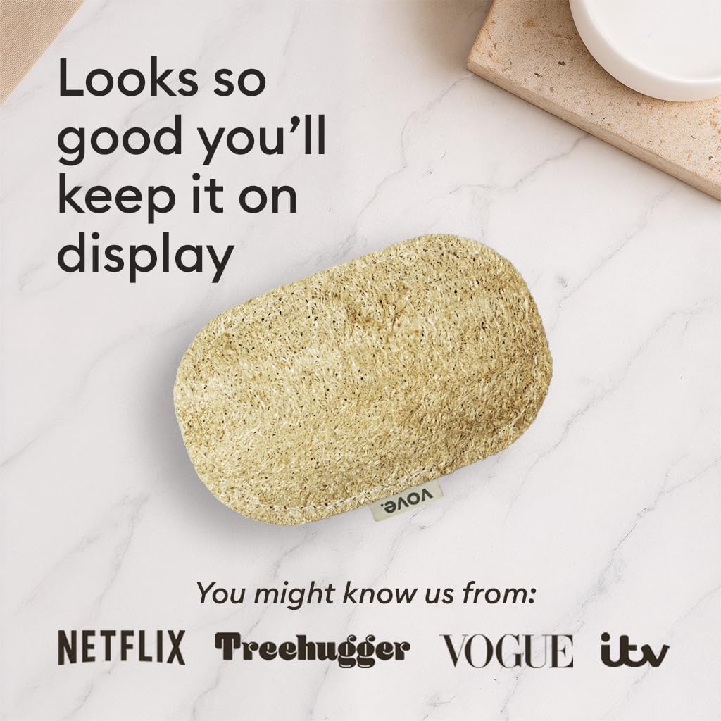 Vove. | Earth-Friendly Kitchen Sponges | 100% Natural | 12 Pack | Long-Lasting | Versatile Cleaning | Plastic Free | Washing up Sponge | Cellulose | Non-Scratch Scrubber | Compostable