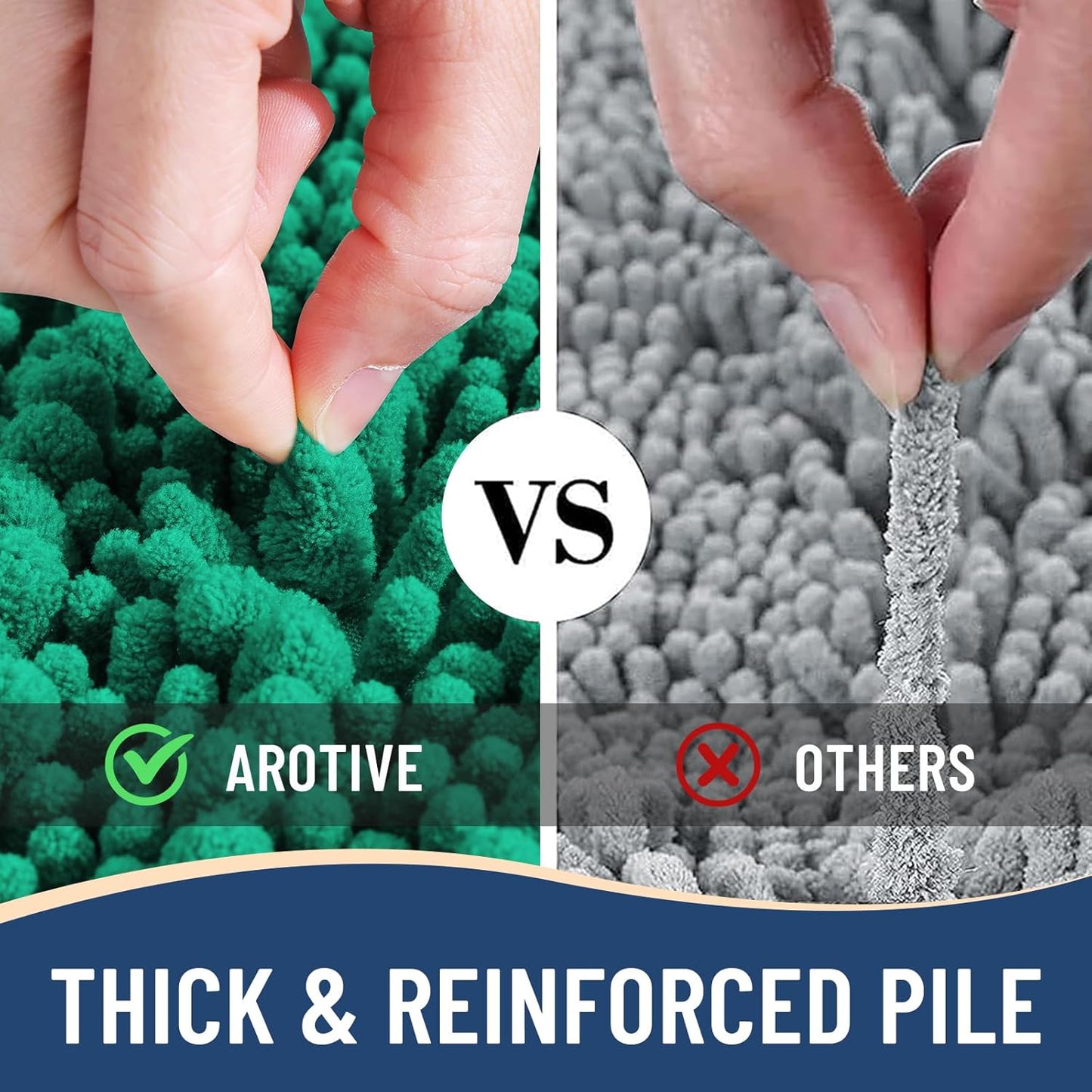 Arotive Luxury Chenille Bathroom Rug Mat, Extra Soft Thick Absorbent Shaggy Bath Rugs, Non-Slip Machine Wash Dry, Plush Bath Mats for Bathroom, Shower and Tub, 30x20, Emerald