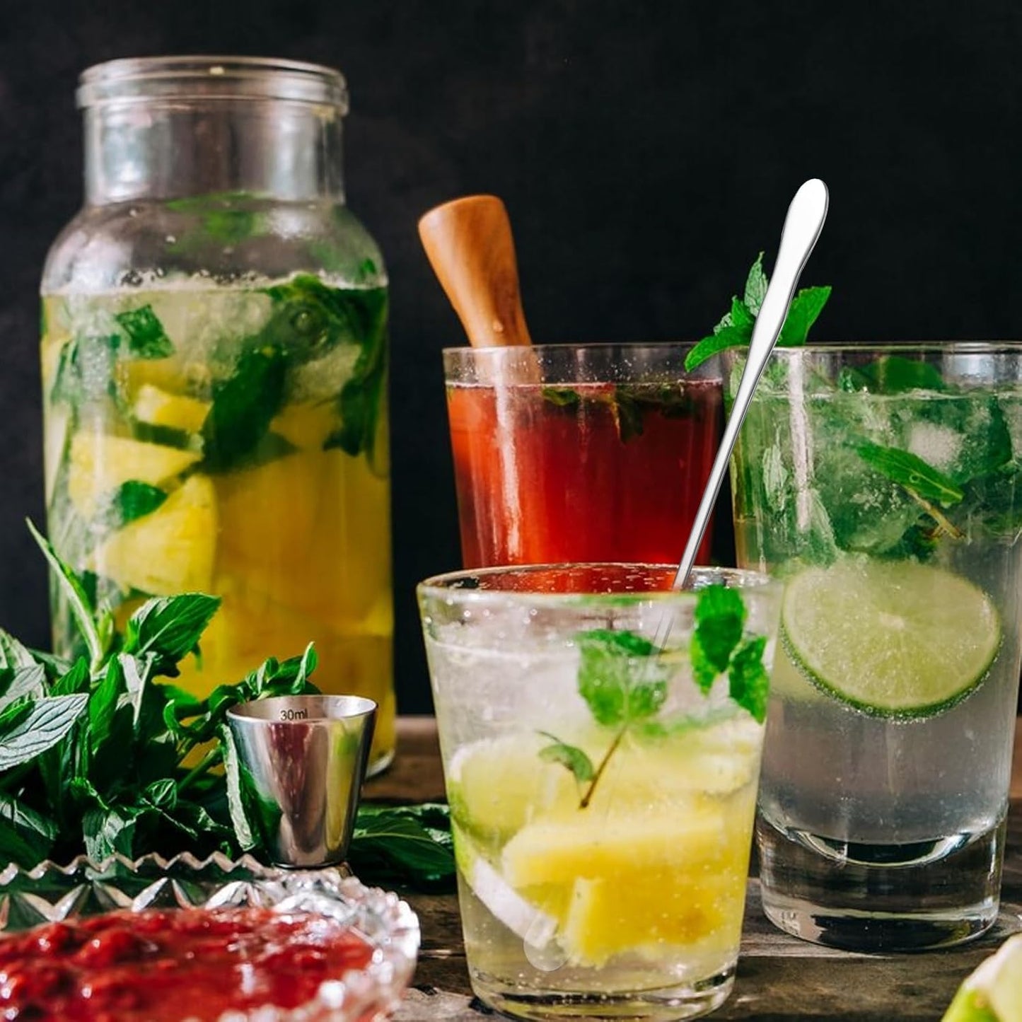 8 PCS Stainless Steel Coffee Stirrers - Long Spoon Reusable Cocktail Stir Sticks - 7.87 Inch Bar Spoon for Stirring Coffee, Cold Drink