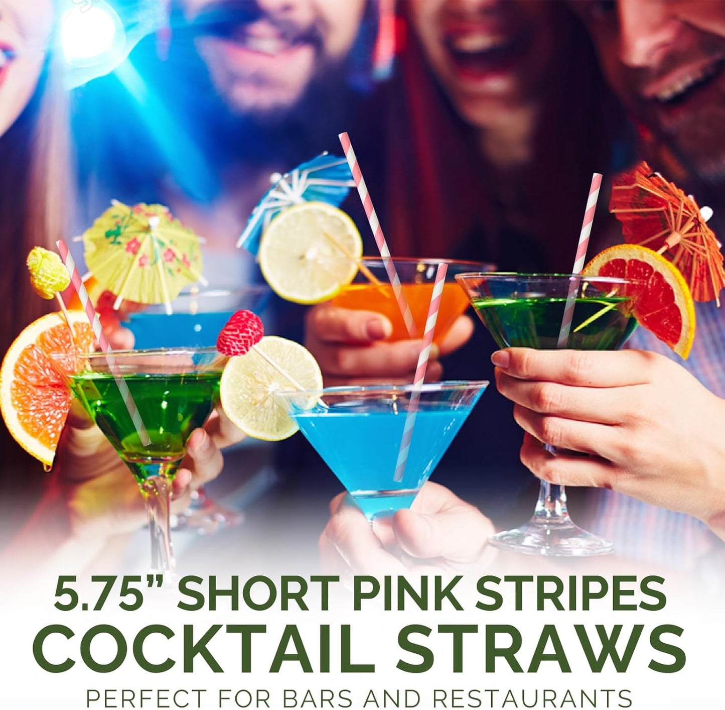 5.75 inch Short Pink Paper Straws 500 Counts, for Cocktail, Mixed Drinks, Cake Pops, Bars, Restaurants - Disposable, Compostable