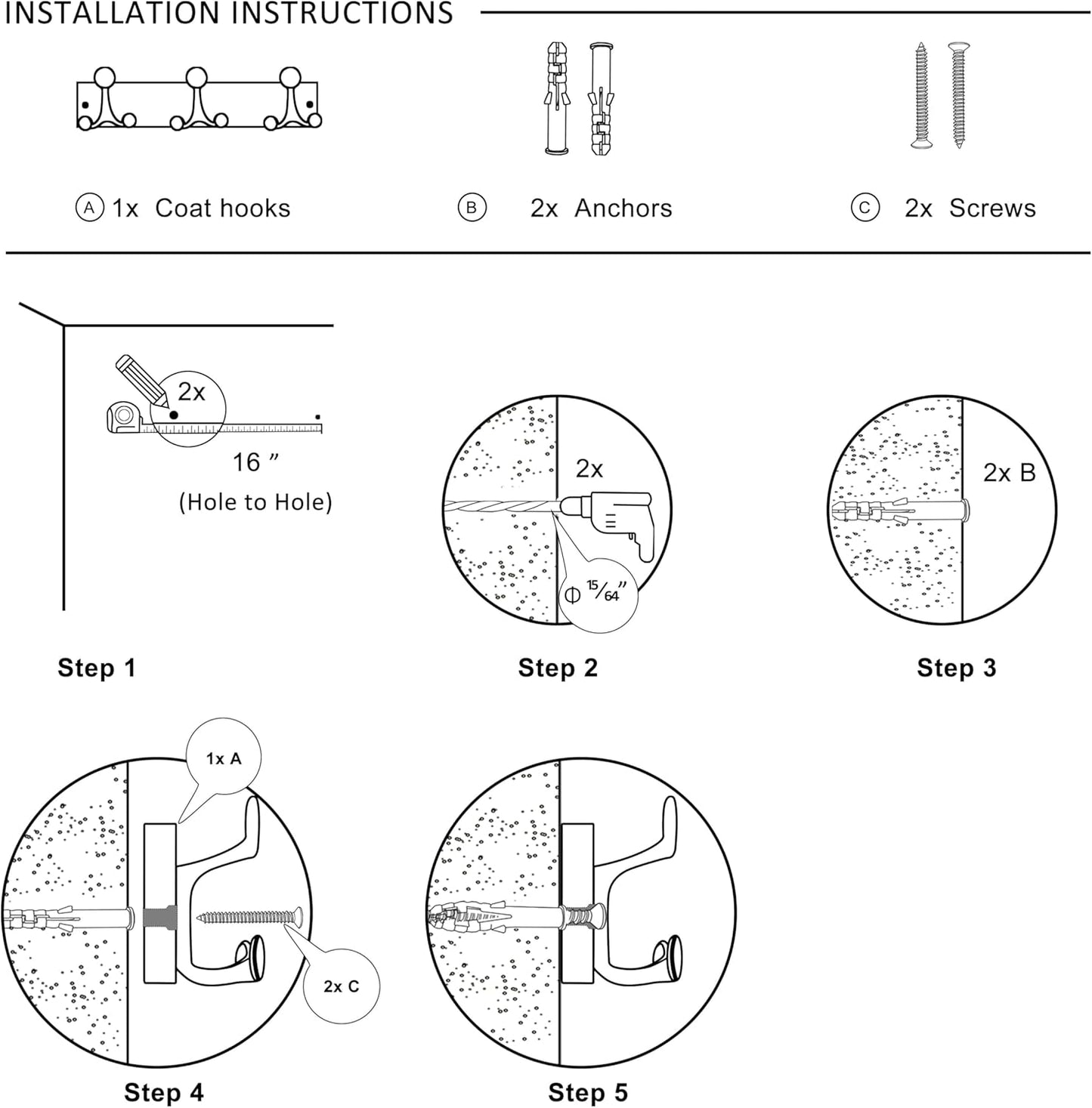 SKOLOO 17-Inch Natural Wood Coat Rack Wall Mount with 3 Triple Hooks - Ideal for Family Entrances, Classrooms, and Pet Supplies Storage - Perfect Coat Hooks for Wall