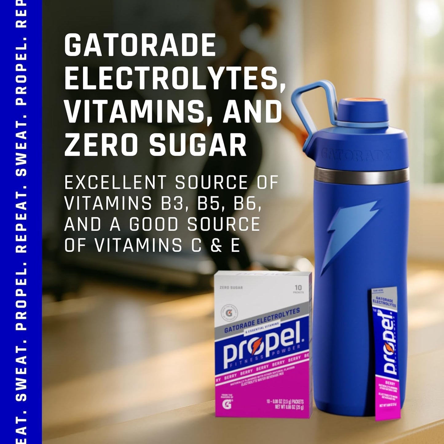Propel Electrolyte Enhanced Water Drink Mix Powder Packets, Kiwi Strawberry Variety Pack, Zero Calorie & Zero Sugar Hydration with Electrolytes and Vitamins C & E (30 Packets)