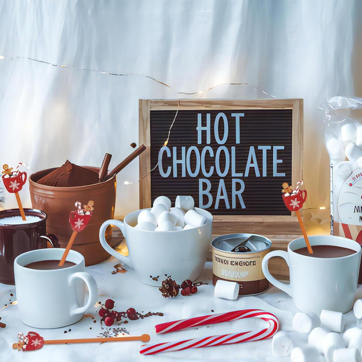 30 PCS Christmas Drink Stirrers Gingerbread Man Holiday Coffee Stirrers Acrylic Xmas Stir Sticks Swizzle Sticks for Cocktails Hot Chocolate Stirrers for Home Office Bar Restaurant