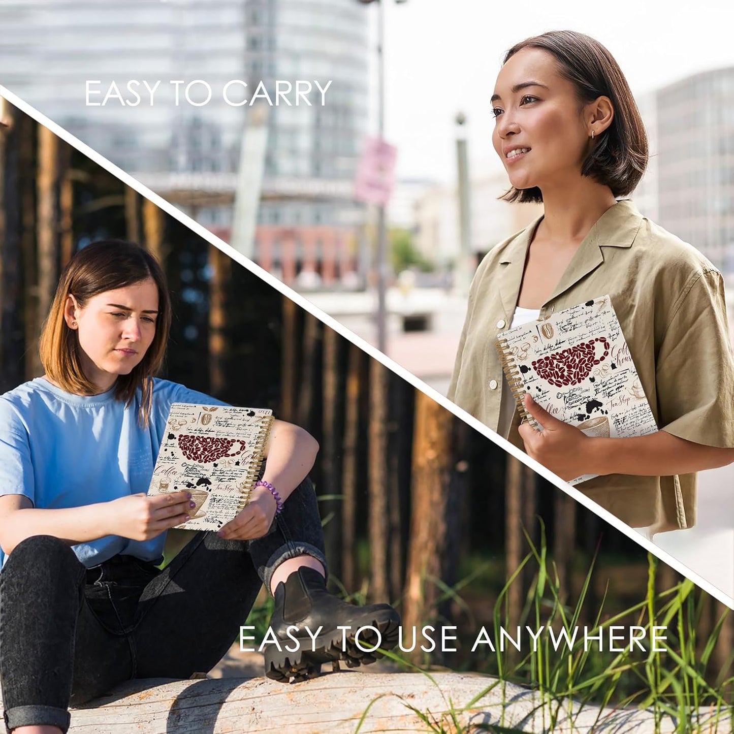 Coffee Spiral Notebook, Coffee Lover Gifts, Coffee Bean Notebook, Coffee Themed Journal Notebooks for School Work, Coffee House Office Supplies Gifts for Coffee Drinkers Women Men, 5.5x8.3Inch