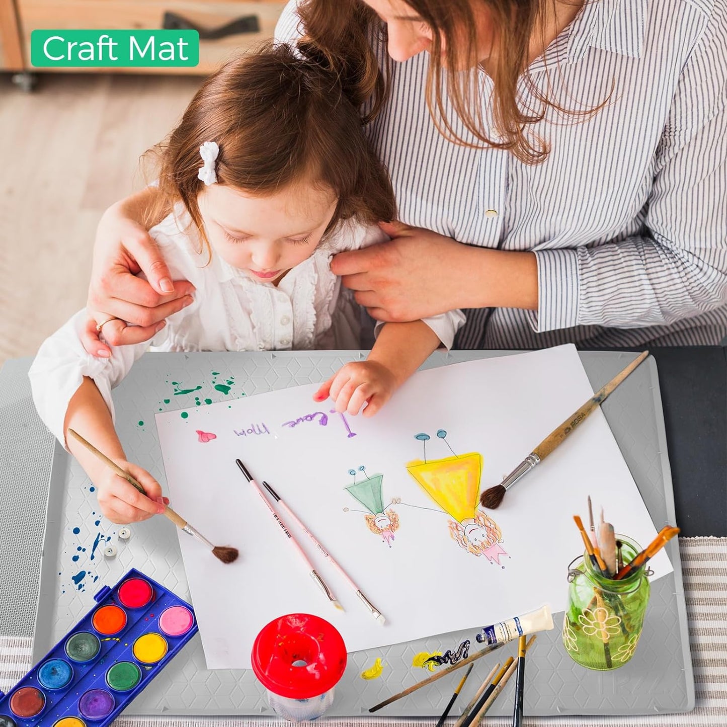 TRZZ Silicone Waterproof Under Sink Mat 28" x 22", Drip Tray and Cabinet Liner for Kitchen and Bathroom, Prevents Water Damage and Organizes Cabinets (Light Blue)