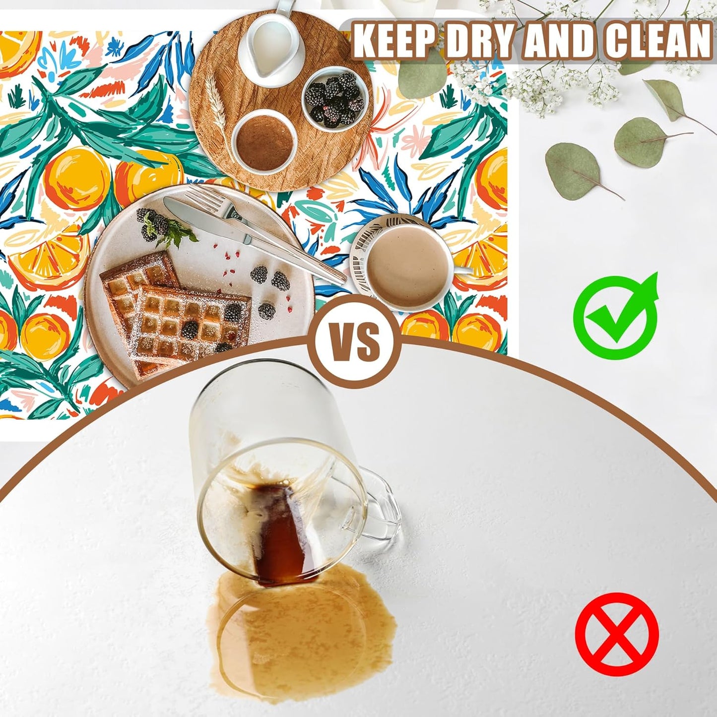 Dish Drying Mat Fruit Orange and Leaves Coffee Bar Mat for Countertop Absorbent Coffee Mat Rubber Backed Hide Stain Dish Drainer Rack Mat Coffee Maker Coffee Pot Dining Room Decor 15.7 x 23.6 Inch