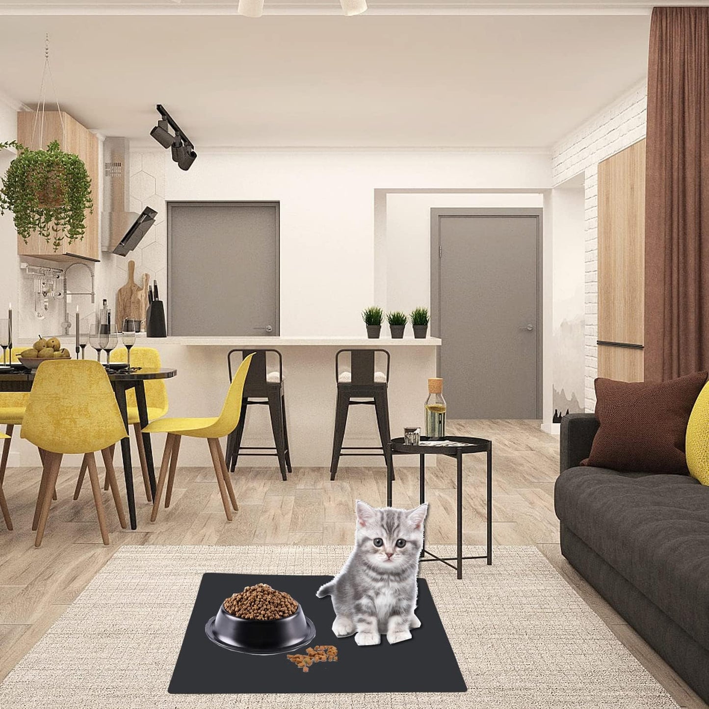 Extra Large Mulitpurpose Silicone Placemat,Countertop Protector, Kitchen Counter Mat, Table Mat, Heat Resistant, Washable, Non Slip (39.4 x 23.6 inch, Black-1pcs)