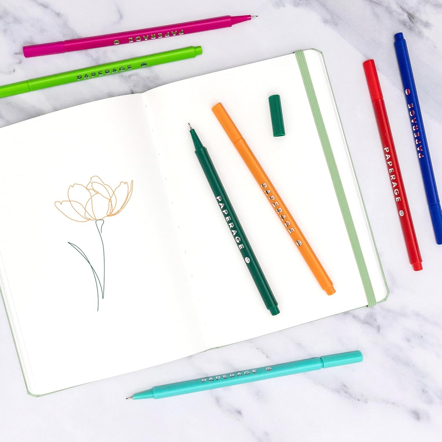 PAPERAGE Blank Journal Notebook, (Turquoise), 160 Pages, Medium 5.6 in x 8 in - 100 GSM Thick Paper – Hardcover Journaling Notebook for Work, School, Note Taking or Sketching