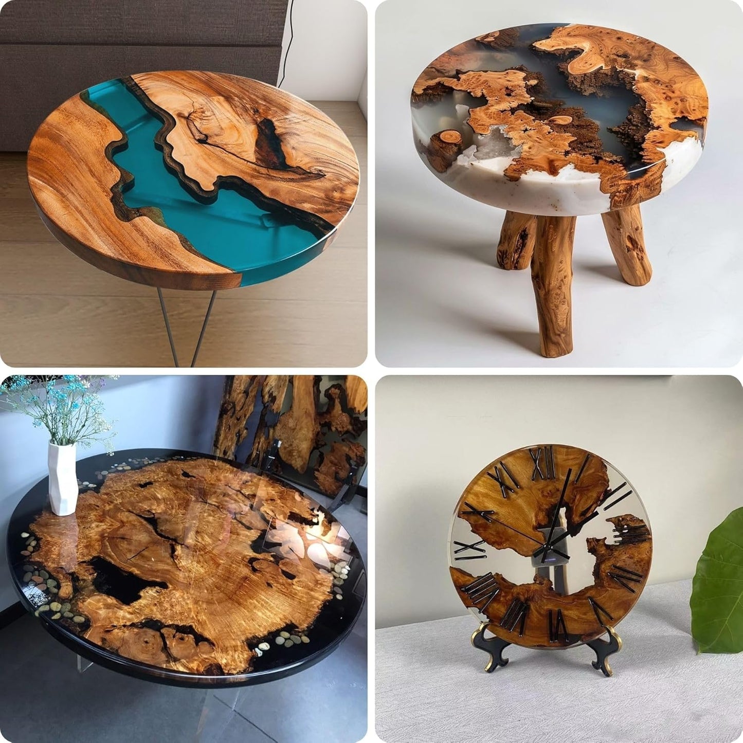 Resin Mold Large Round Deep -Kalinta 14inch Reusable Epoxy Round Molds for Resin Clock, Serving Tray Board, End Table,Floral Preservation Bouquet