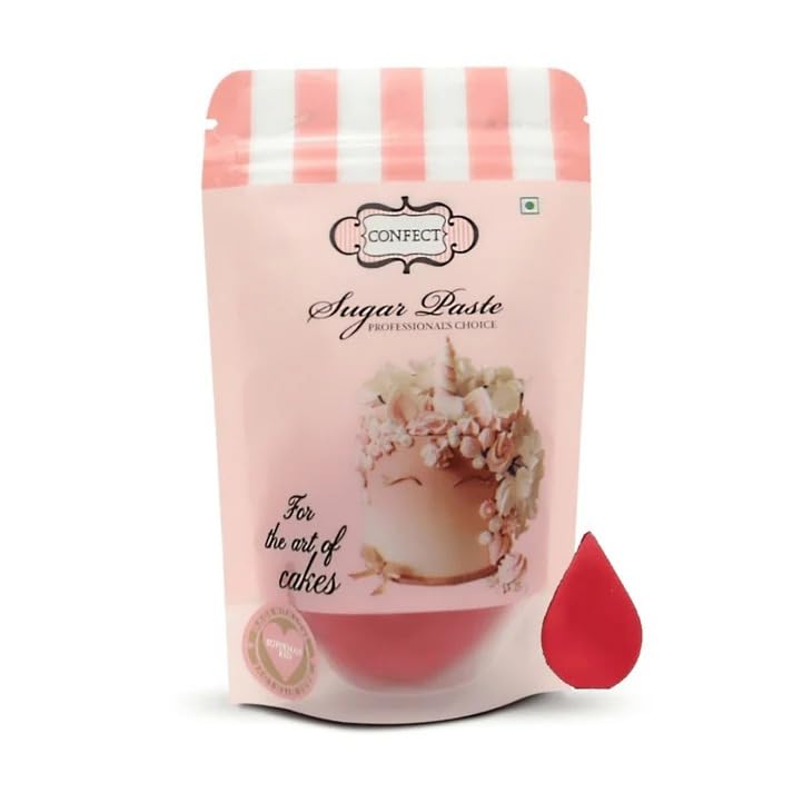 Confect Red Fondant | Vibrant Edible Cake Fondant for Christmas & Special Occasions | Easy to Roll, Smooth Texture | Ideal for Cake Decorating & Cupcakes | Vegan & Gluten-Free – 8.8 Oz