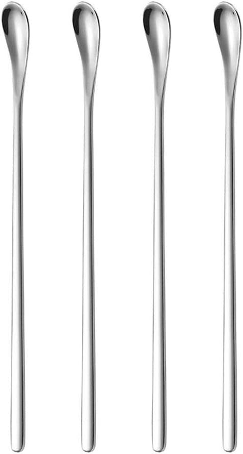 Delove Stainless Steel Coffee Stirring Spoon Beverage Cocktail Stirrers Stir Cocktail Drink Mixing Swizzle Stick- Tiny Salt Condiment Spoon - Reusable - Set of 4 (7.6-Inch)