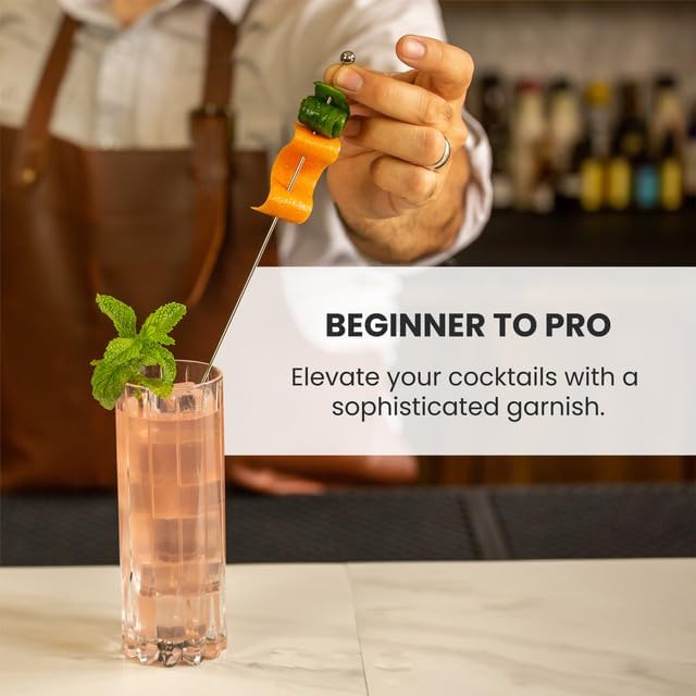 A Bar Above Antique Copper Cocktail Picks, 8 Inch Metal Garnish Sticks for Cocktails and Appetizers, Reusable Long Stir Sticks for Drinks, Bar Skewers for Olives, Shrimp, Fruit, and Garnishes