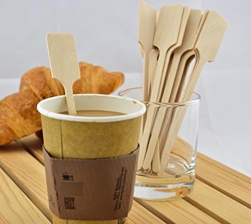 Gmark Green Product 6.25 Inch Wood Kayak Paddle Shape Sticks, Wood Stirrer for Honey, 100/Bag GM1035