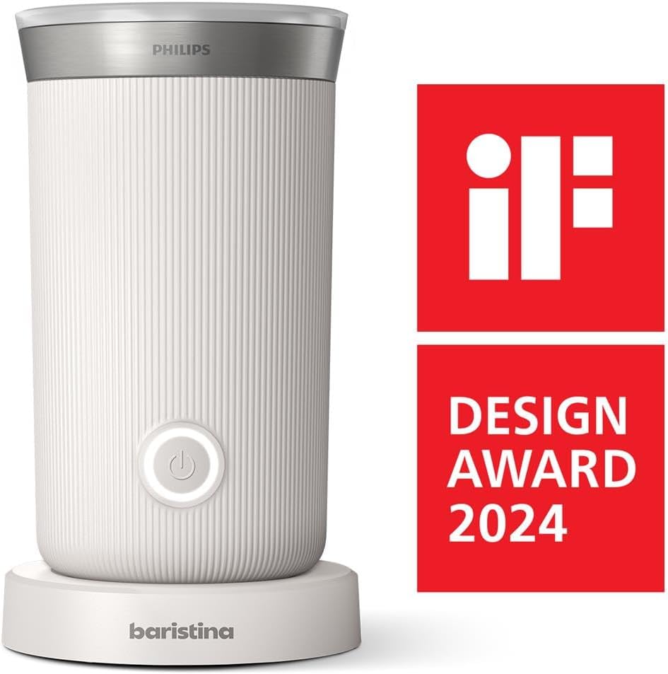 Philips Baristina Milk Frother - Foam Milk Perfectly. Hot and Cold. Dairy and Non-Dairy. Easy to Clean. for Philips Baristina Espresso Machines. Milky White (BAR311/00)