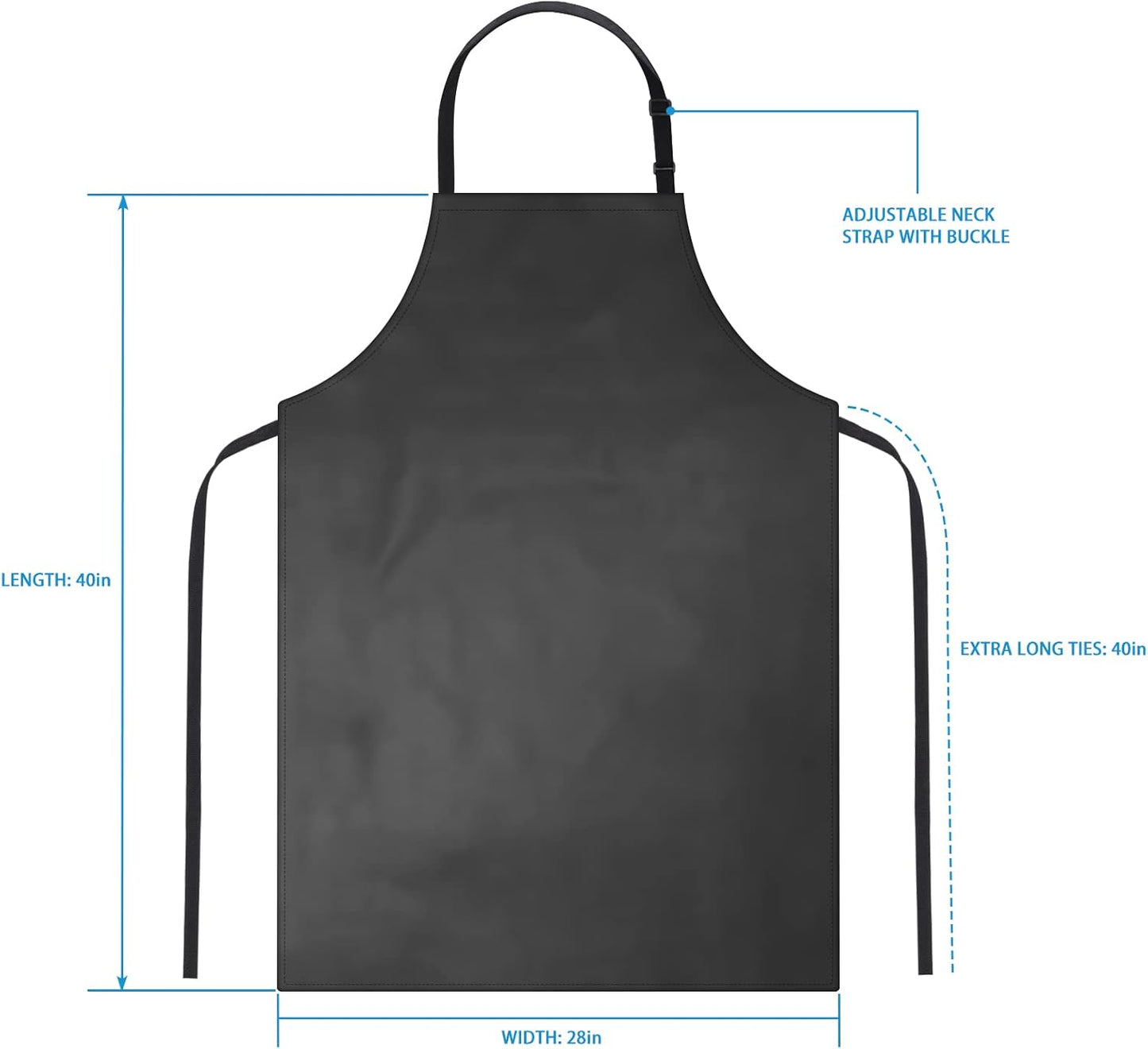 2 Pack Waterproof Rubber Vinyl Apron 40 Inch Chef Aprons for Men Heavy Duty Chemical Work Apron Extra Long Grilling Aprons with Adjustable Bib Apron for Dishwashing Lab Butcher Cooking Kitchen Black
