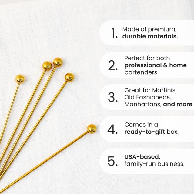 A Bar Above 12-Piece Stainless Steel Cocktail Picks, Short Reusable Garnish Sticks for Drinks, Appetizers, Old Fashioneds, Martinis, Bloody Marys, Shrimp Cocktail, and Entertaining at Home