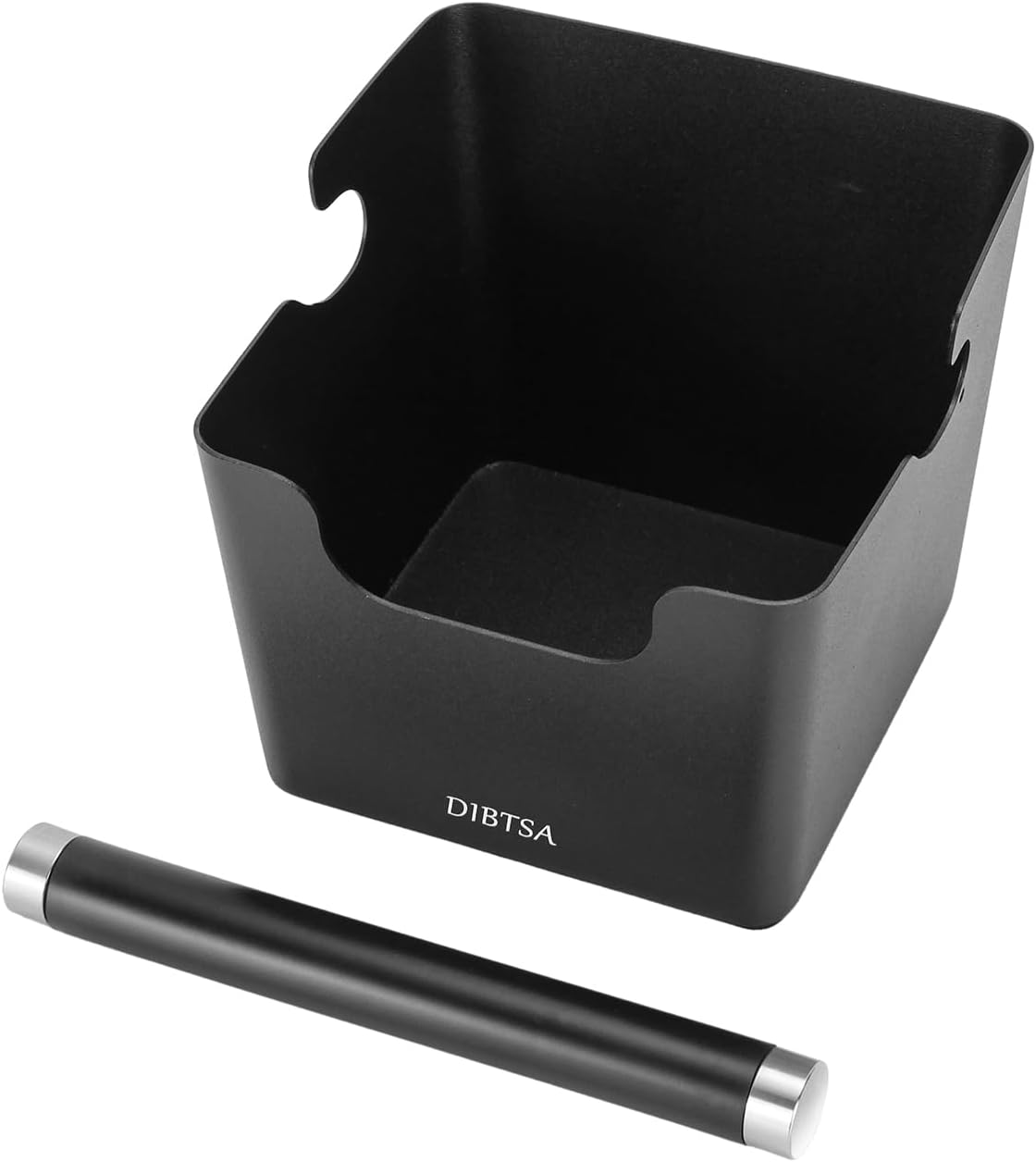Knock Box Espresso, Stainless Steel Knock Box for Coffee Grounds, with Removable Rubber Bar and Anti-slip Pad, Large, Black