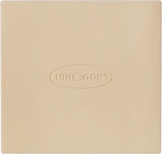 Unicook Pizza Stone for Oven and Grill, Square Baking Stone 12 Inch, Cordierite Cooking Oven Stone, Thermal Shock Resistant Pizza Pan for Pizza, Bread, Including Dough Scraper
