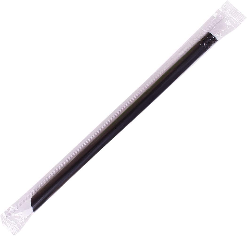 Karat [1,600 ct] 9" Boba Straws (0.39" Diameter), Individually Wrapped, Diagonal Cut | Black