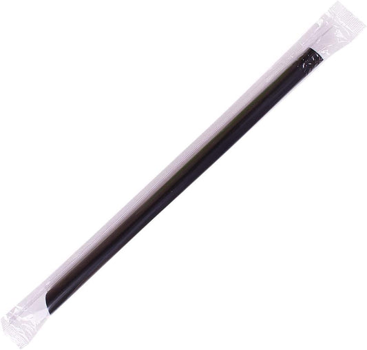 Karat [1,600 ct] 9" Boba Straws (0.39" Diameter), Individually Wrapped, Diagonal Cut | Black