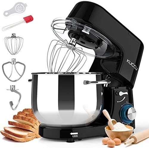 Stand Mixer, 9.5 Qt 660W, 6-Speed Tilt-Head Food Dough Mixer, Electric Kitchen Mixer with Dough Hook, Flat Beater & Wire Whisk, Mixing Bowl (9.5-QT, Black)