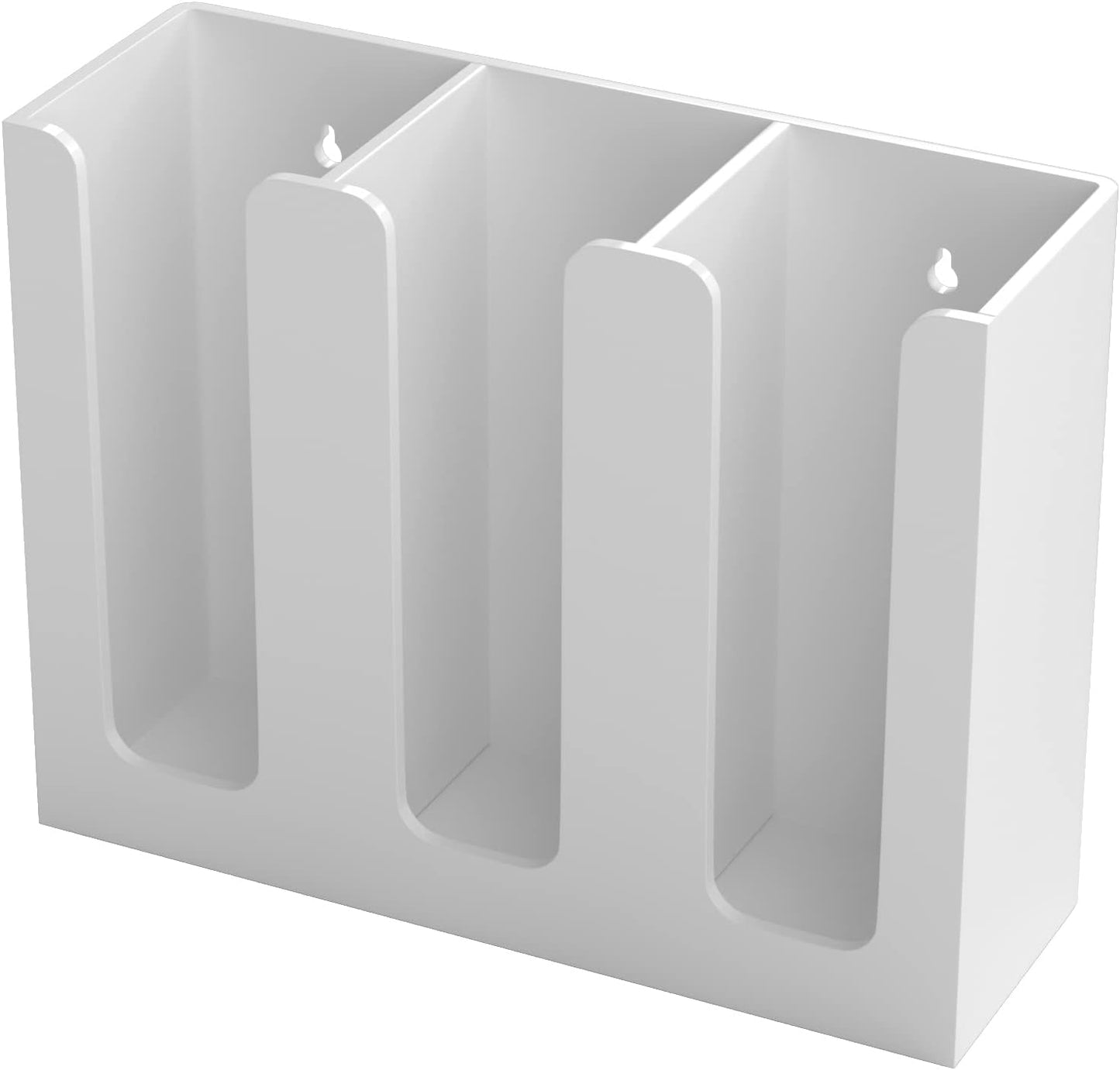 Richboom Acrylic Coffee Cup and Lid Storage Organizer Holder, 3 Compartments, White