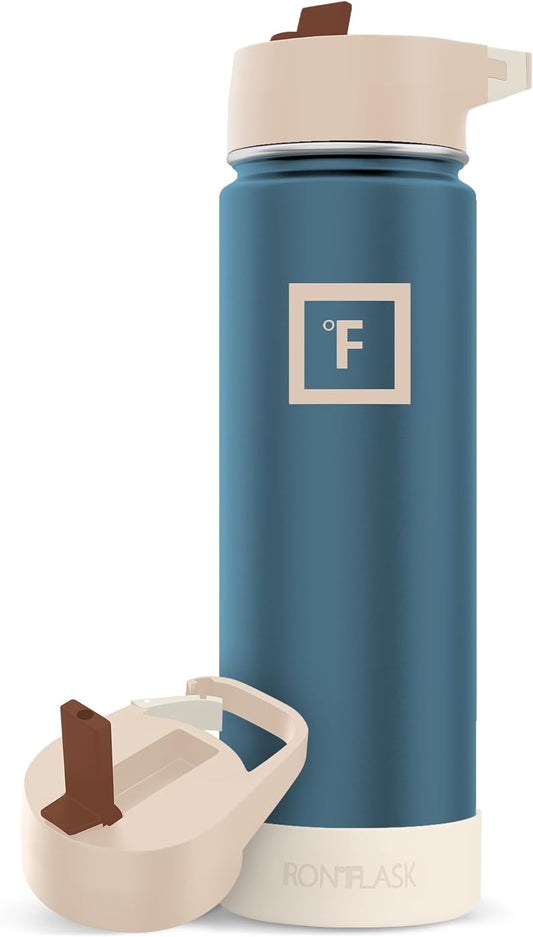 IRON °FLASK Camping & Hiking Hydration Flask with Straw Lid & Boot - Stainless Steel, Double Walled & Vacuum Insulated Water Bottle - Leak Proof & BPA Free (Desert Oasis, Straw - 22 oz)