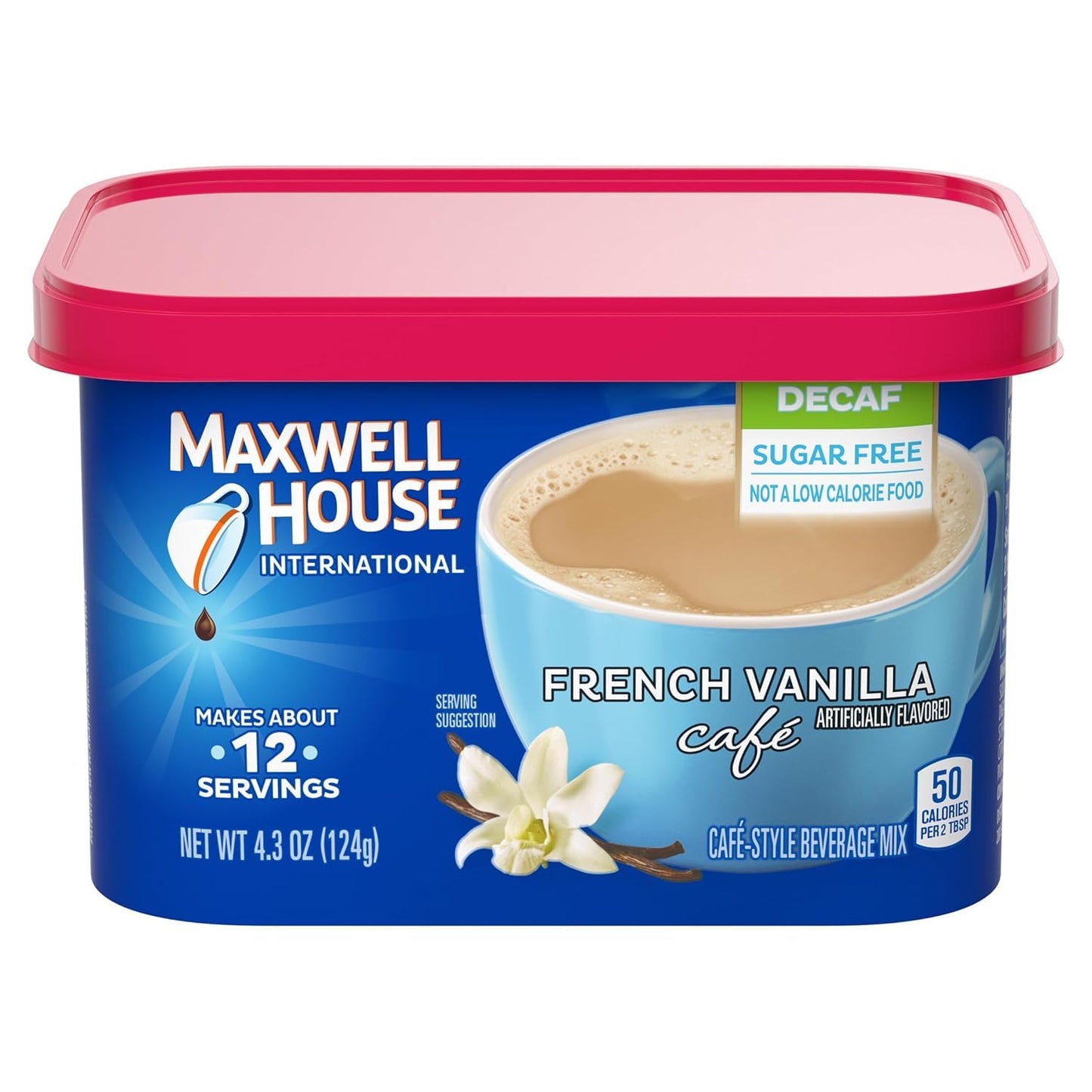 Maxwell House Sugar-Free French Vanilla and Suisse Mocha Decaf Instant Coffee Beverage Mix, 4.3 oz and 4.4 oz (Variety Pack)