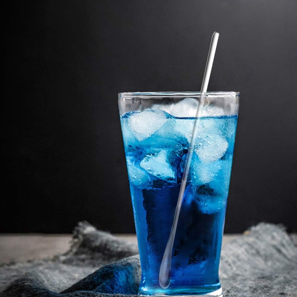 Delove Stainless Steel Coffee Stirring Spoon Beverage Cocktail Stirrers Stir Cocktail Drink Mixing Swizzle Stick- Tiny Salt Condiment Spoon - Reusable - Set of 4 (7.6-Inch)