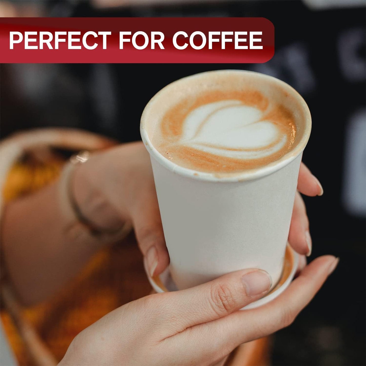 Smygoods White Original Disposable Paper Coffee Cups with Lids (12 OZ, 50 Count) For Hot Beverages, Tea, Espresso, Cocoa - To Go Drink Containers, Café & Office