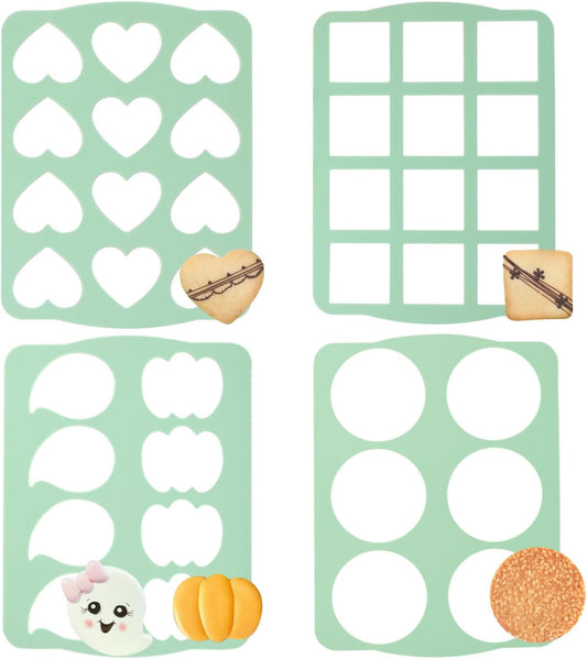 QELEG 4Pcs Cookie Molds Chocolate Chablon Cookies Stencil Mold Set for Cake Decoration QLG116/120HBGJ2393/2396