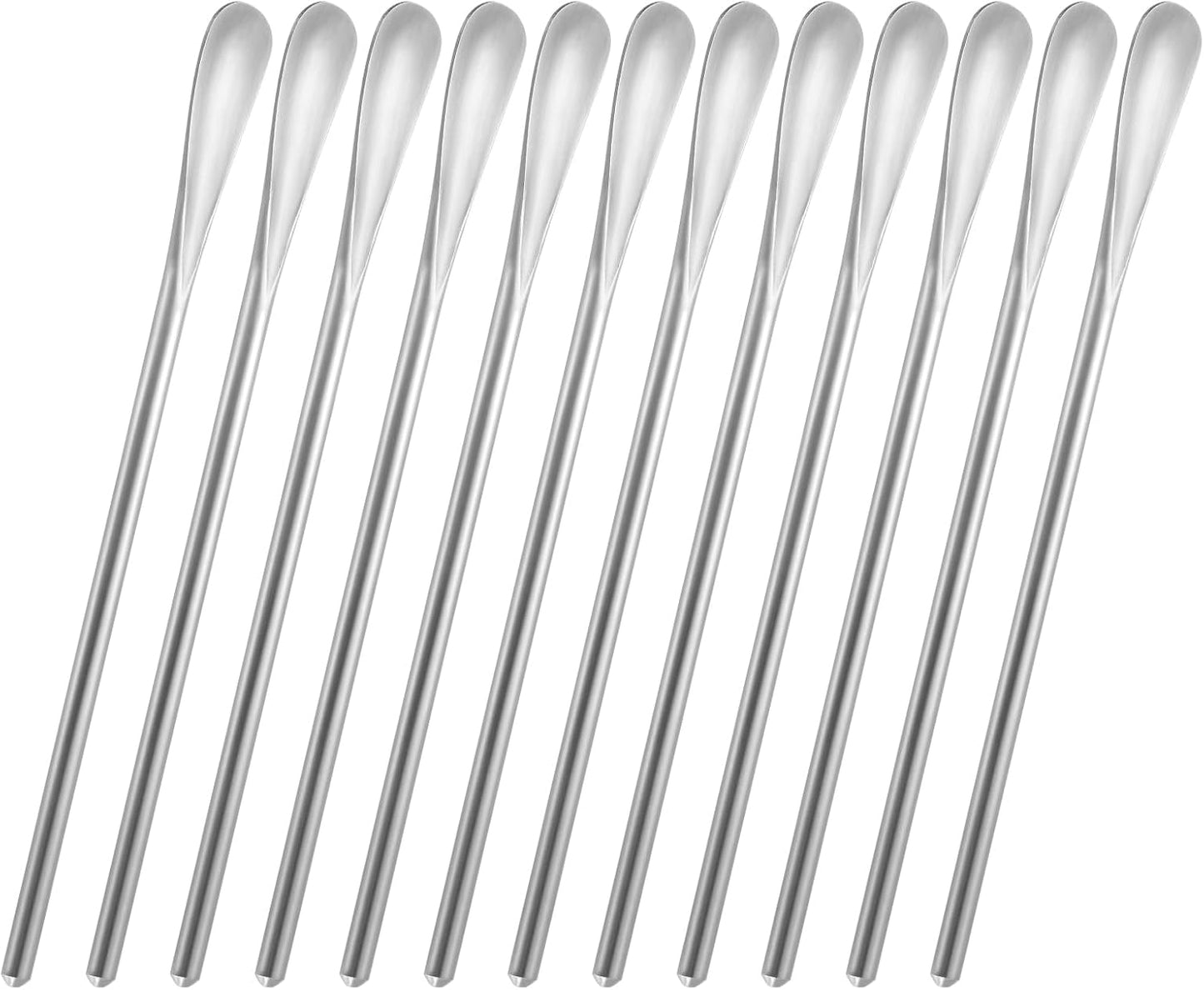 12-Pack 6.2" / 15.8cm Stainless Steel Long Handle Stirring & Mixing Spoon – Reusable Bar Tool for Coffee, Tea, Iced Drinks & Cocktails
