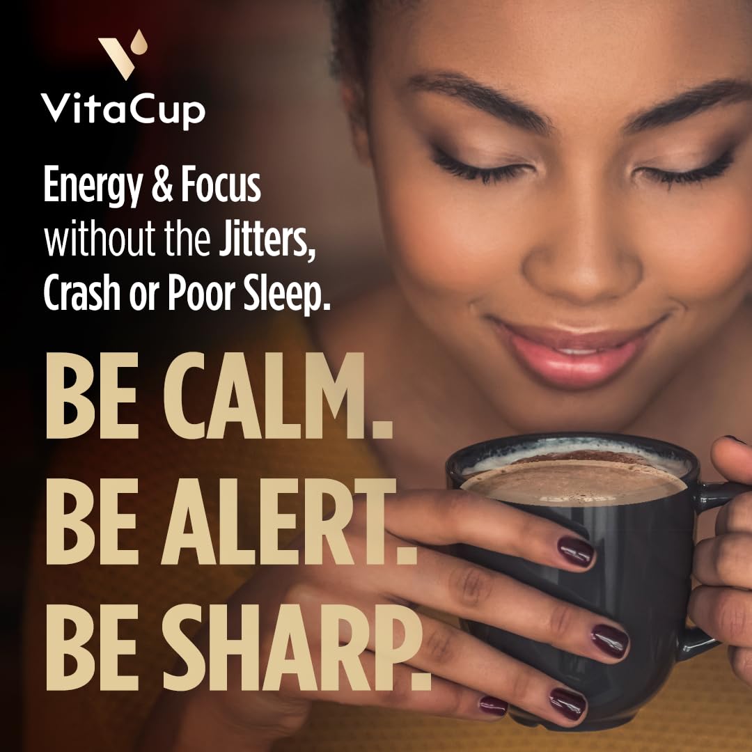 VitaCup Shroom Fuel, Mushroom Based Instant Coffee Alternative Packets, Mushroom Coffee Substitute w/Cacao, Cinnamon, Chaga, Lions Mane, & Maca for Energy, Immune Support, & Focus, 72 ct