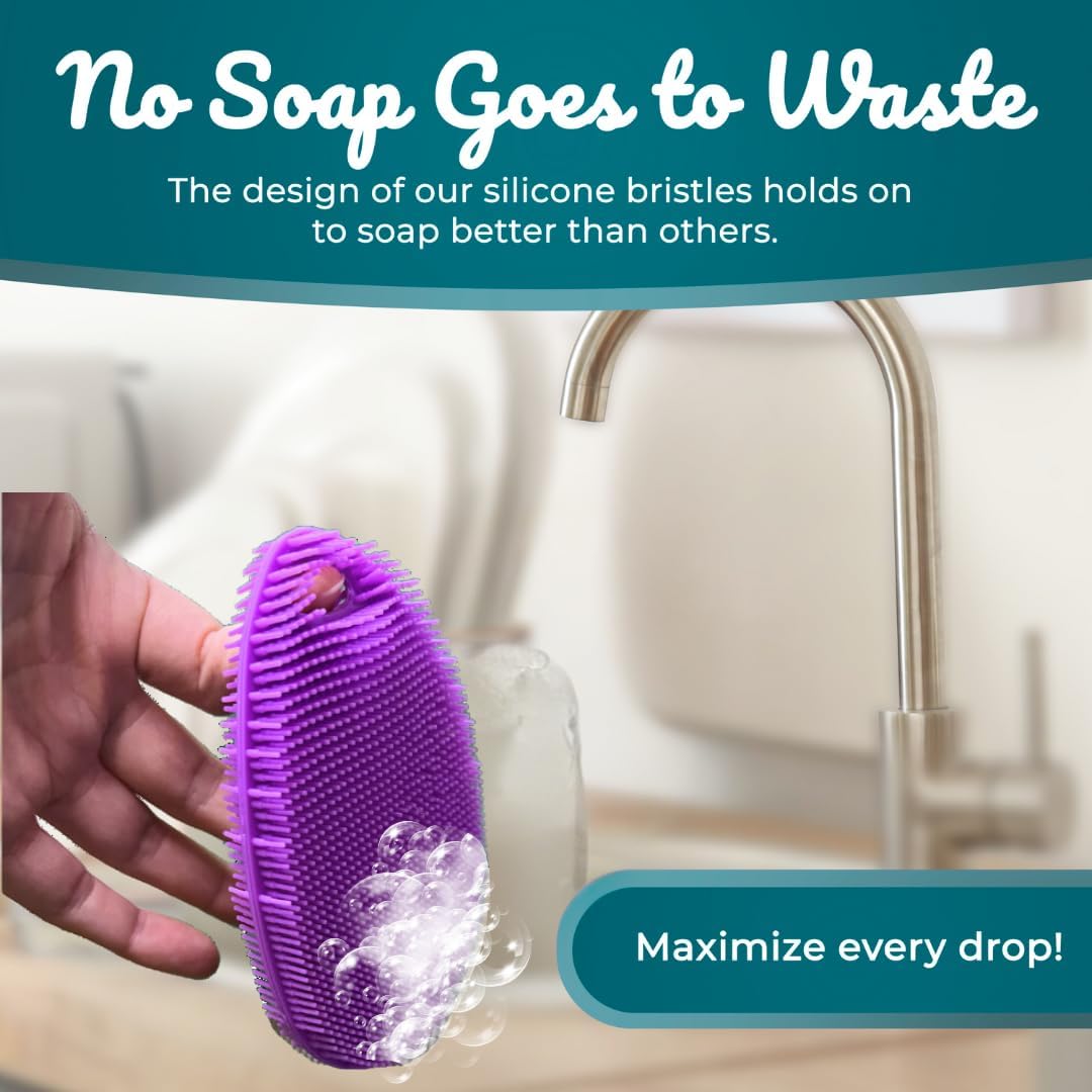 Food Grade Silicone Dish Scrubber - BPA-Free Kitchen Scrubbers for Dishes and Housecleaning (4-Pack Ovals)