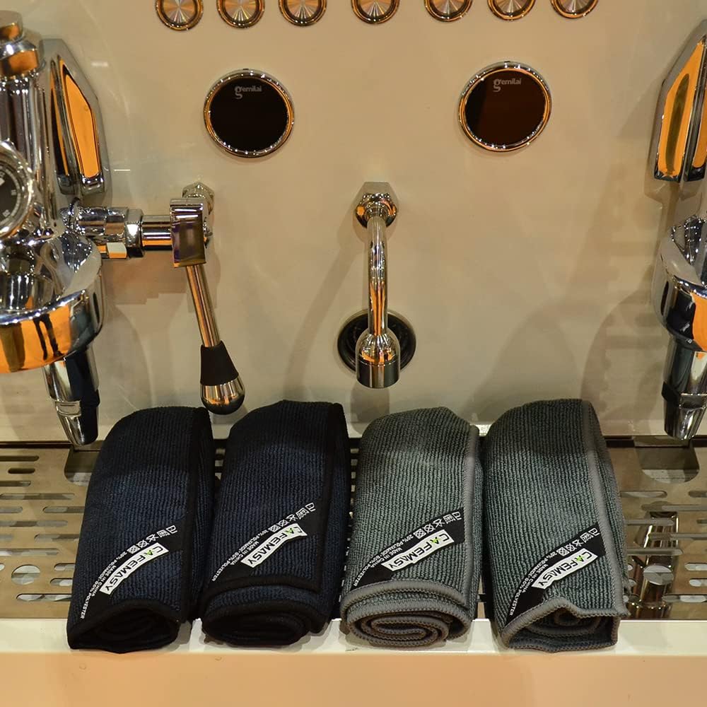 CAFEMASY Barista Towels Espresso Bar Accessories 4 Pack Soft Absorbent Non-Abrasive Micro Cleaning Cloth for Barista to Clean Steam Wand Coffee or Espresso Machine