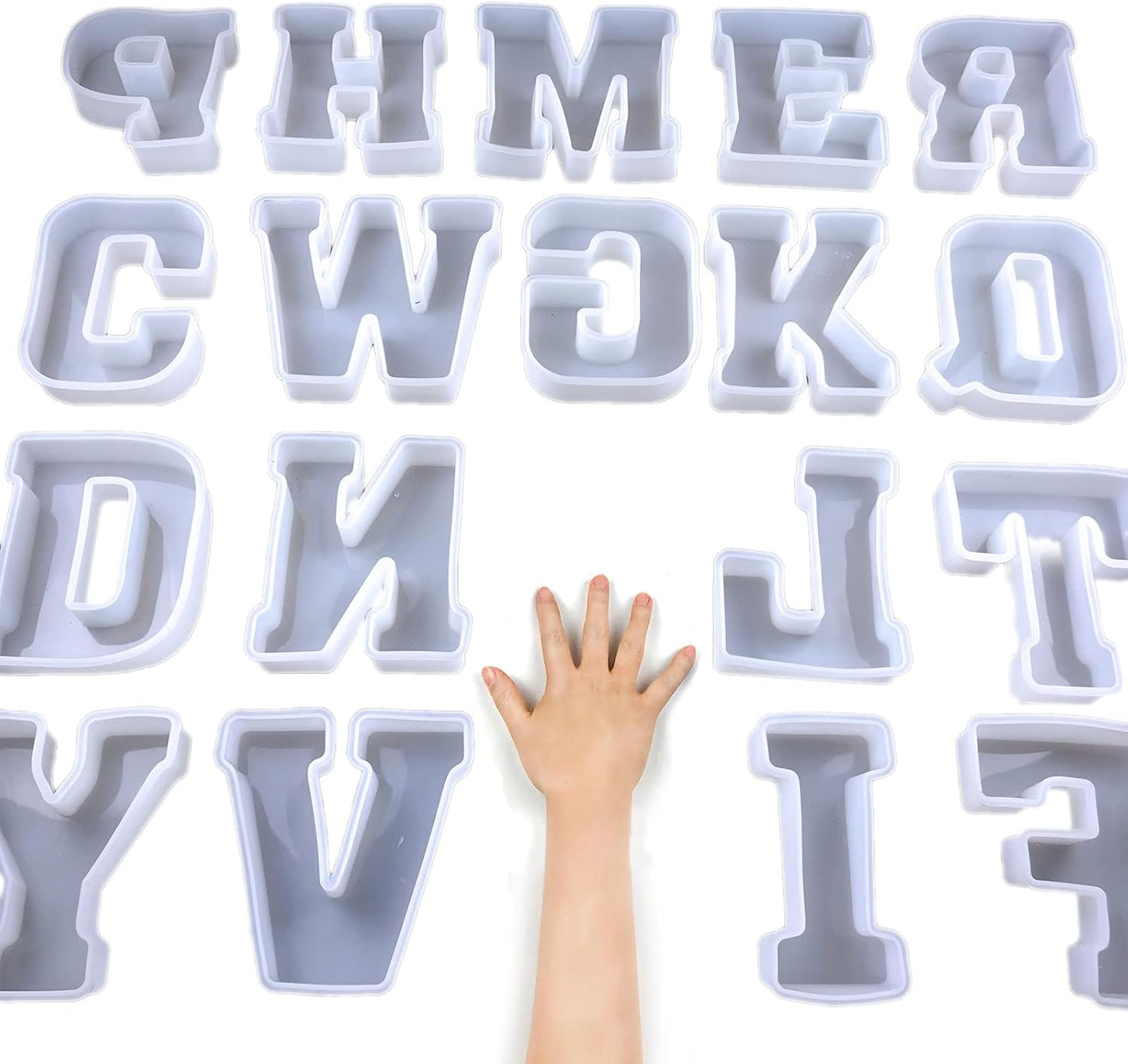 ESEDAGE 6 inch 26 Pack English Alphabet Silicone Letter Mold - Capital & Large Letter Resin Casting Mold
