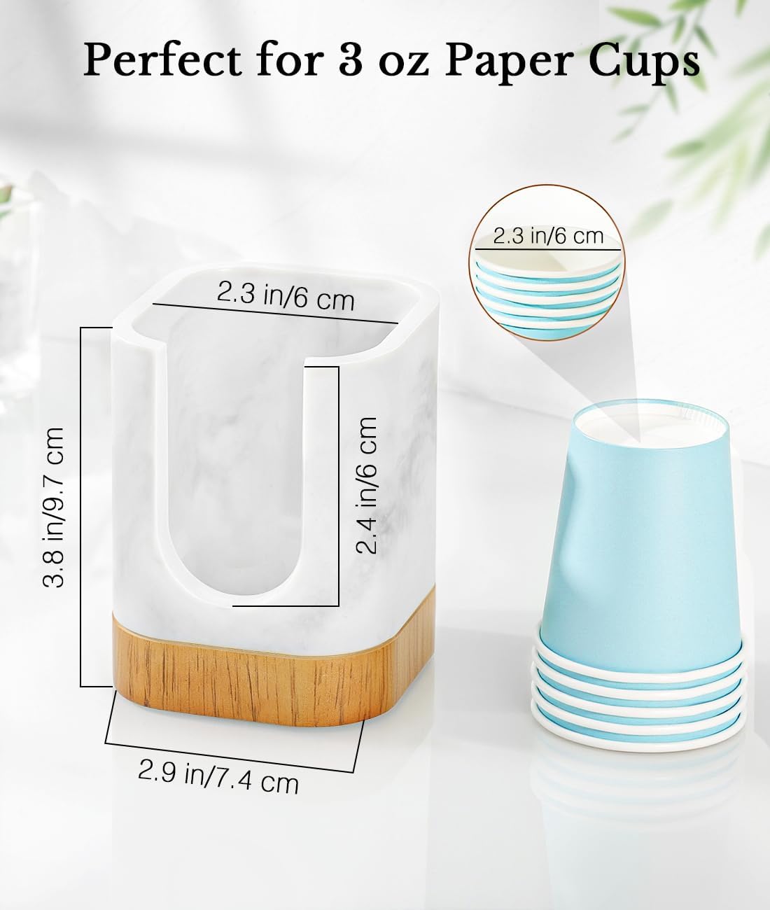 Luxspire Bathroom Cup Dispenser, Dixie Cup Holder 3-5oz, Disposable Paper Cup Holder for Bathroom, Cotton Pad Container, Guest Bathroom Essentials, Gravel White