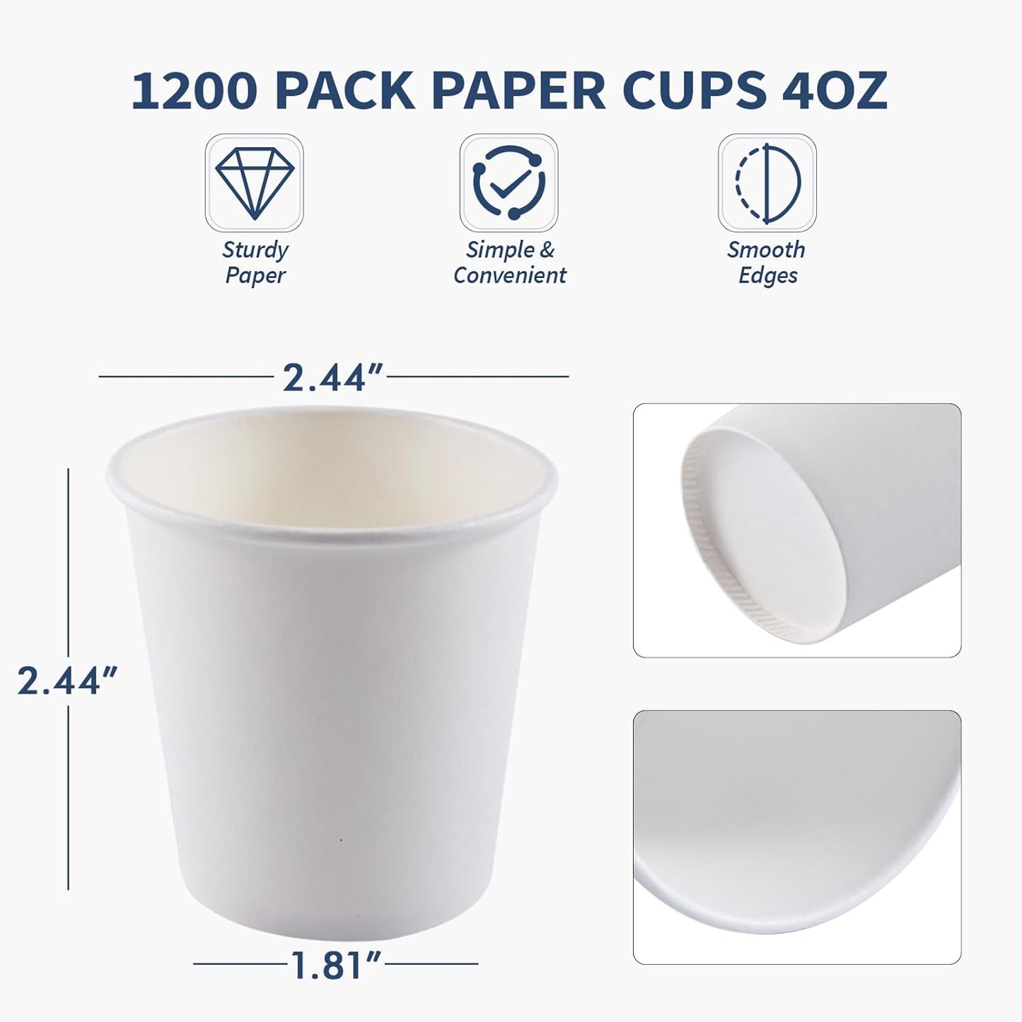 Turbo Bee 1200Pack 4oz Disposable Paper Cups,Disposable Espresso Cups,Coffee Cups, Hot/Cold Beverage Drinking Cups for Party, Travel and Events
