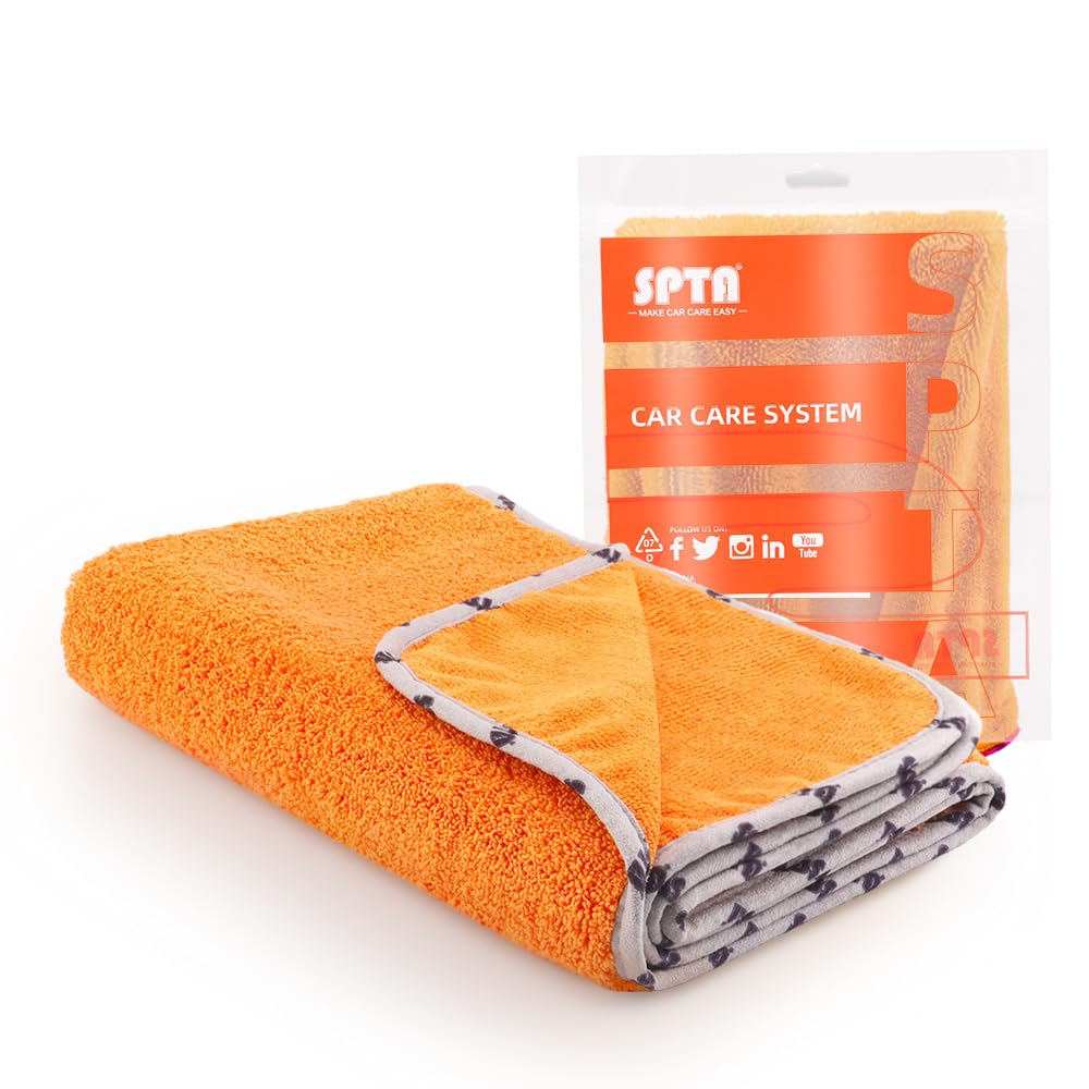 Car Microfiber Towel, Professional Grade Premium Microfiber Towel, 1 Pack Highly Absorbent, Scratch Free Large Car Microfiber Towel for Car Washing, Drying & Auto Detailing, 23.8 x 30.9 inch, Orange
