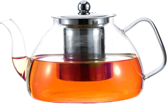 1200 ml/40 oz Glass Teapot with Infuser, Glass Tea Kettle Stovetop，Tea Pot with Infusers for Loose Tea, Tea Maker Gift
