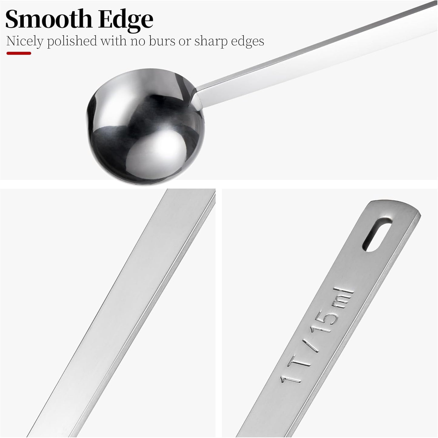 Long Handle Coffee Scoop, 18/8 Stainless Steel Food Grade Measuring Spoon for Coffee Beans Powders Sugar, 9.9in Long Metal Scoop Tablespoon for Easy Container Reach (1tbsp/ 15ml)