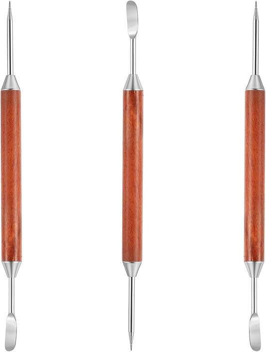 3PCS Latte Art Pen, Stainless Steel Dual-Ended Coffee Drawing Pen with Wood Handle Latte Art Tools Espresso Designs Barista Accessories Coffee Tool for Home Cafe Bar