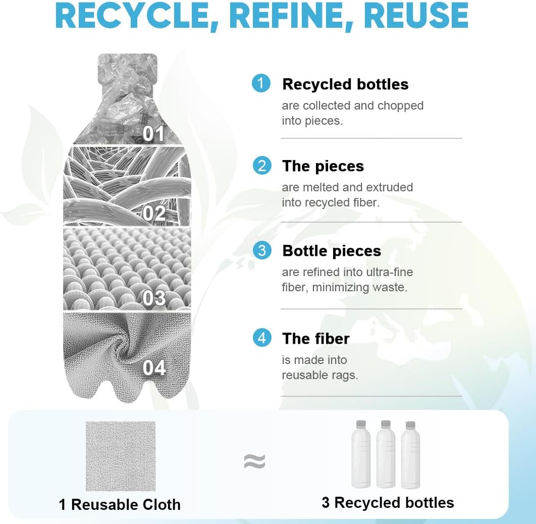 AIDEA Microfiber Cleaning Cloth Roll, Shop Towels 55 Sheets, Grey Microfiber Towels for Cars, Washable Shop Rags Reusable Paper Towel for Automotive, Workshop, House, Kitchen, Cleaning Supplies11×9"